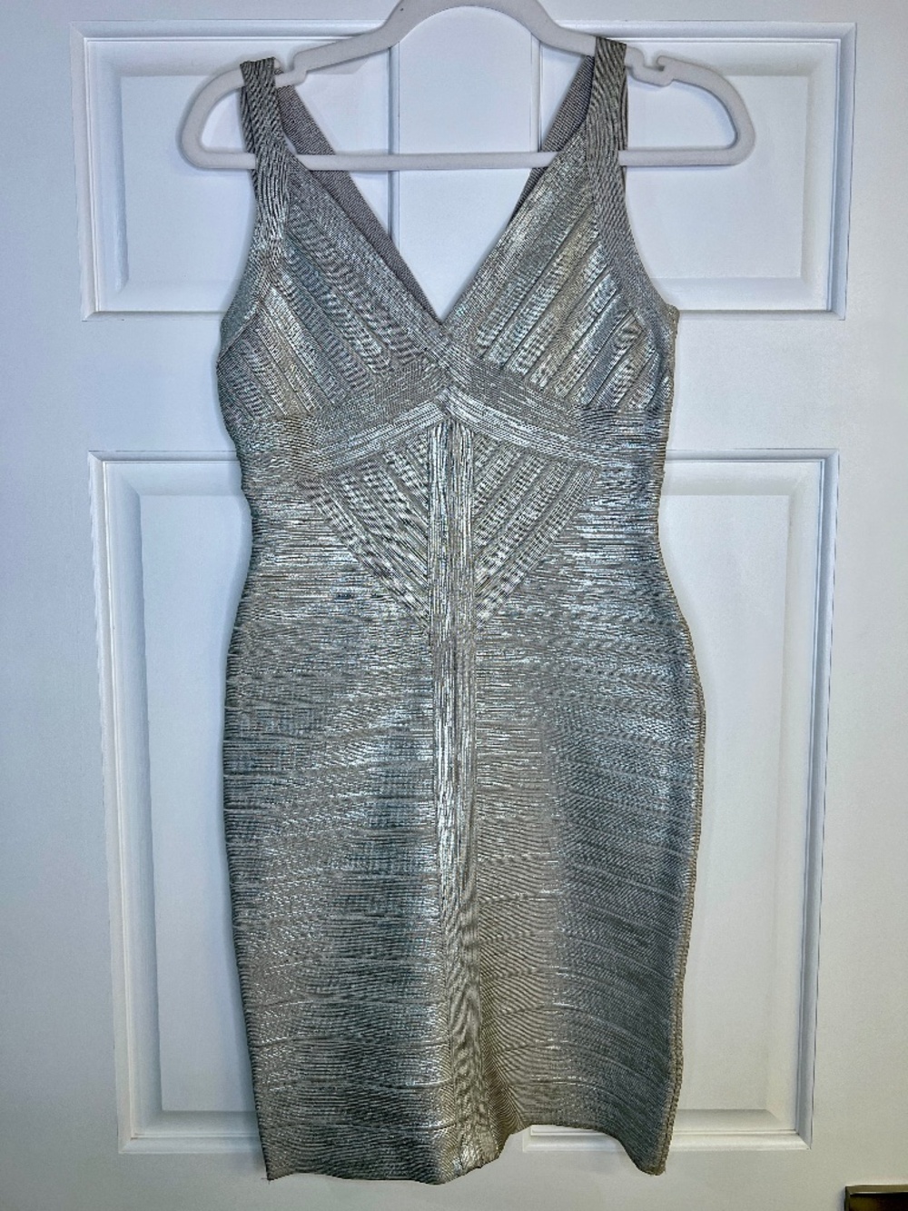 NEW with Tags Terani Couture Silver Mini Dress Size 6